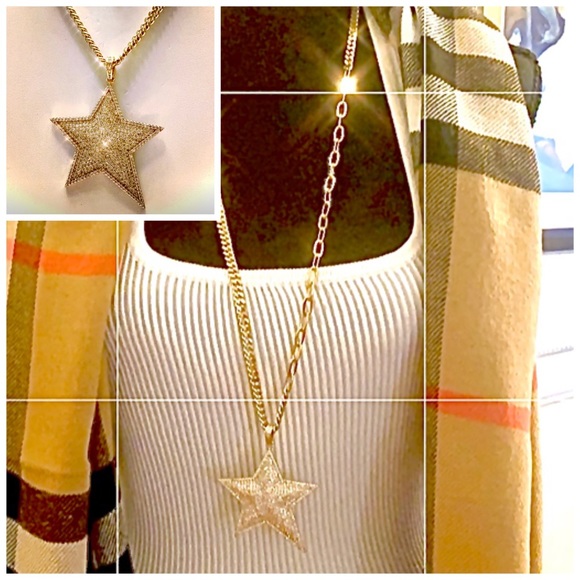 GOLD STAR NECKLACE! Comes in GOLD & SILVER…Black sold! Listing is for Gold only. - Picture 2 of 7